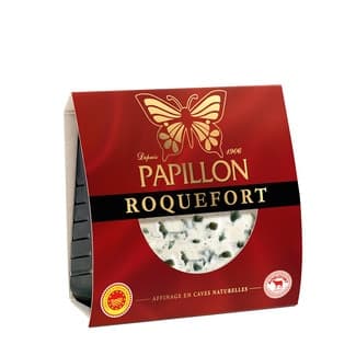 Queso francés roquefort rojo elaborado con leche cruda DOP envase 100 g 4 meses de maduración -