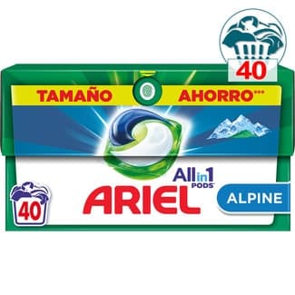 Detergente máquina líquido All in 1 Pods Alpes caja 40 cápsulas -