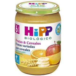 Tarrito de frutas variadas con cereales ecológico sin azúcares añadidos desde 6 meses envase 190 g -