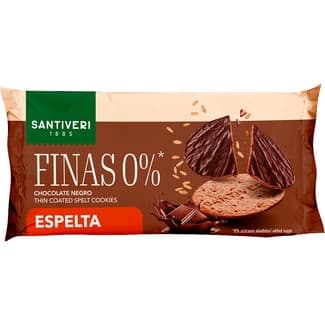 Galletas finas 0% de espelta con chocolate negro 0% azúcares añadidos envase 90 g -