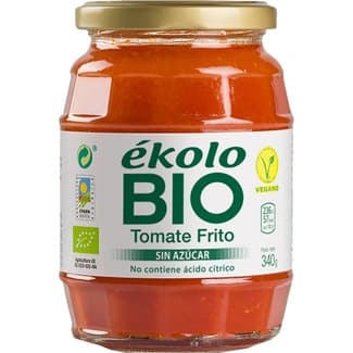 Tomate frito ecológico,sin gluten, sin azúcar y sin ácido cítrico frasco 340 g -