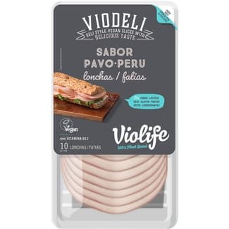 Lonchas veganas sabor pavo con aceite de coco y vitamina B12 sin gluten, sin lactosa envase 100 g -