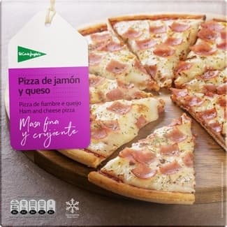 Pizza de jamón y queso masa fina y crujiente estuche 380 g -