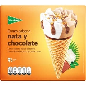 Conos de helado sabor nata y chocolate 6 unidades estuche 720 ml -