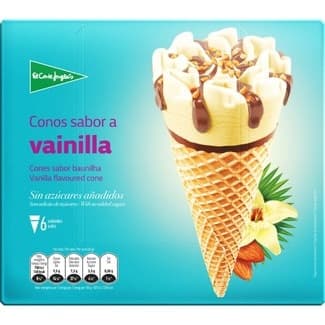 Conos de helado sabor a vainilla sin azúcares añadidos 6 unidades estuche 720 ml -