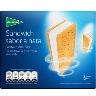 Sándwich de helado sabor a nata 6 unidades estuche 600 ml -