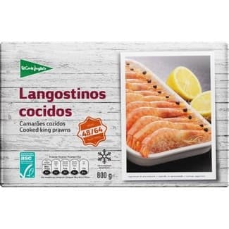 Langostinos cocidos 48/64 piezas estuche 800 g neto escurrido -