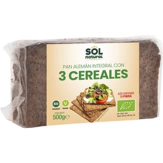 Pan alemán integral ecológico con 3 cereales envase 500 g -