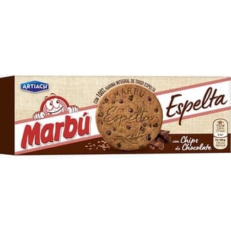 Galletas 100% harina integral de trigo espelta con chips de chocolate estuche 225 g -