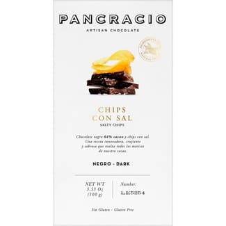 Chocolate negro 64% con chips de sal sin gluten tableta 100 g -