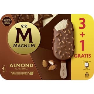 Helado almendrado sin gluten 3 + 1 gratis estuche 400 ml -