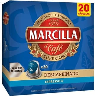 Café descafeinado Espresso intensidad 6 estuche 20 cápsulas compatibles con máquinas Nespresso -