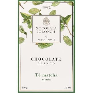 Chocolate blanco con té matcha y menta tableta 100 g -