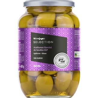 Aceitunas gordal de Sevilla IGP frasco 400 g neto escurrido -