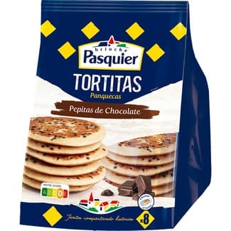 Tortitas panquecas con pepitas de chocolate 8 unidades envasadas de 2 en 2 bolsa 280 g -