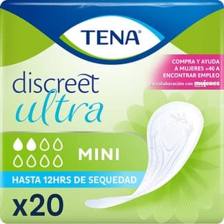 Discreet Ultra Mini compresa de incontinencia bolsa 20 unidades -