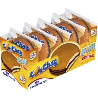Bizcochos rellenos de chocolate Conchas Mini estuche 200 g 5 unidades envueltas individualmente -