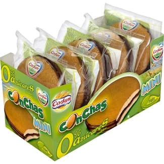 Bizcochos rellenos de chocolate 0% azúcares añadidos estuche 180 g 5 unidades envueltas individualmente -