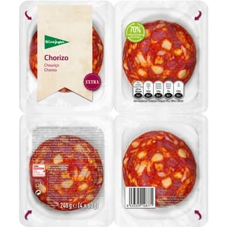 Chorizo extra en lonchas pack 4 x 60 g envase 240 g sin gluten -
