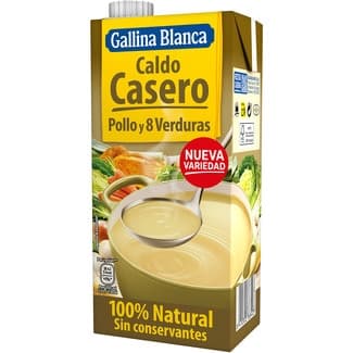 Caldo de pollo y 8 verduras casero 100% natural sin gluten envase 1 l -