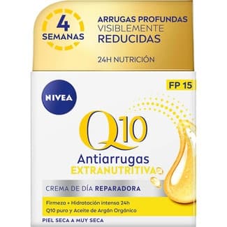 Q10 crema de día anti-arrugas extranutritiva reparadora SPF-15 tarro 50 ml para piel seca a muy seca -
