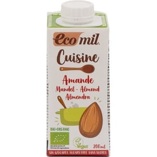 Cuisine crema de almendras ecológica para cocinar sin gluten y sin azúcares envase 200 ml -