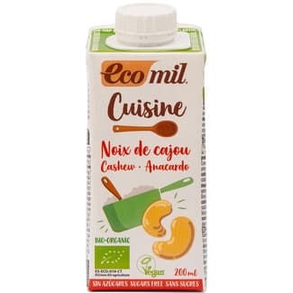 Cuisine crema vegetal ecológica de anacardo para cocinar sin gluten y sin azúcares envase 200 ml -
