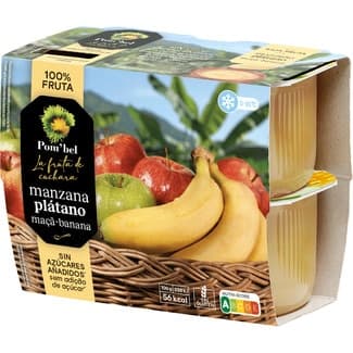 Compota de manzana y plátano 100% fruta sin gluten pack 4 tarrina 100 g -