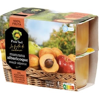 Compota de manzana y albaricoque 100% fruta sin gluten pack 4 tarrina 100 g -