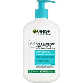 Pure Active gel limpiador hidratante con ácido hialurónico + ceramida + arcilla dosificador 250 ml para todo tipo de pieles, incluso sensible -