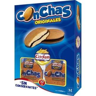 Bizcochos rellenos de chocolate Conchas Originales estuche 550 g 10 unidades envueltas individualmente -