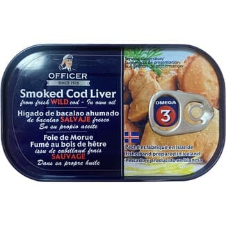 Hígado de bacalao ahumado en su aceite lata 120 g neto escurrido -