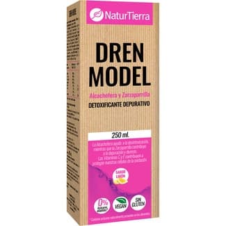 Dren Model jarabe detoxificante depurativo con alcachofera y zarzaparrilla sabor limón envase 250 ml sin gluten y 0% azúcares añadidos -
