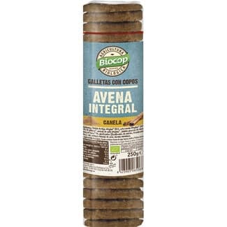 Galletas ecológicas con copos de avena integral y canela envase 250 g -