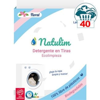 Detergente en tiras Ecolimpieza floral caja 40 dosis -