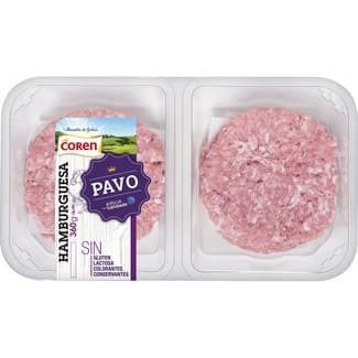 Hamburguesa de pavo 4 unidades x 90 g sin gluten y sin lactosa bandeja 360 g -