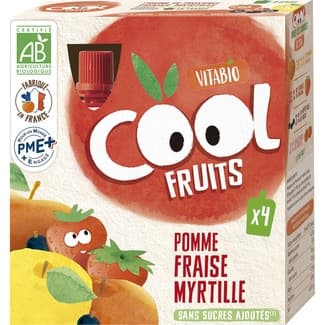 Cool Fruits manzana, fresa y arándanos sin azúcares añadidos pack 4 bolsitas 90 g -
