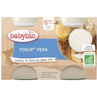 Postre de yogur y pera ecológico y sin gluten desde 6 meses pack 2 tarritos 130 g -