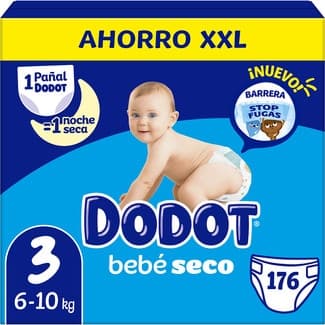 Bebé-Seco pañales de 6 a 10 kg talla 3 caja 176 unidades -