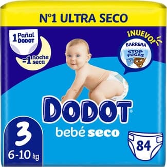 Bebé-Seco pañales de 6 a 10 kg talla 3 bolsa 84 unidades -
