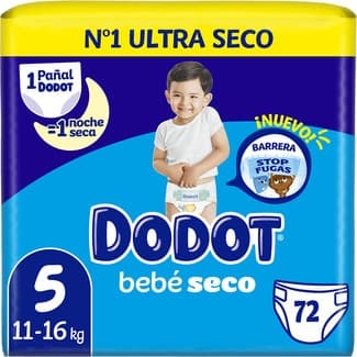 Bebé-Seco pañales de 11 a 16 kg talla 5 bolsa 72 unidades -