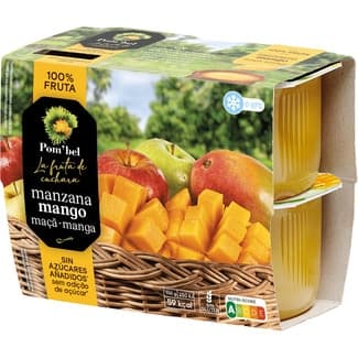 Compota de manzana y mango 100% fruta sin gluten pack 4 tarrinas 100 g -