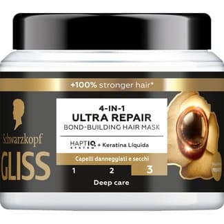 Mascarilla de pelo reparadora Ultimate Repair 4 en 1 con keratina líquida tarro 400 ml para cabello muy dañado y seco -