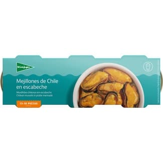Mejillones de Chile en escabeche sin gluten 13-18 piezas pack 3 lata 43 g neto escurrido -