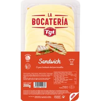 Queso sándwich de vaca elaborado con leche pasteurizada en lonchas envase 200 g -