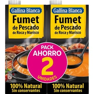 Caldo fumet de pescado de roca y marisco sin gluten pack 2 envases 1 l -