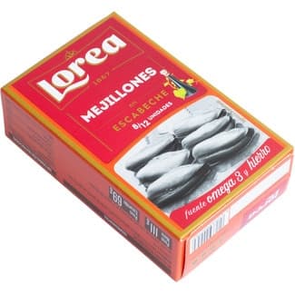 Mejillones en escabeche 8-12 piezas lata 69 g neto escurrido -