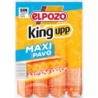 King upp maxi salchichas cocidas de pechuga de pavo sabor ahumado sin gluten 4 piezas envase 330 g -