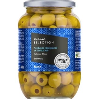 Aceitunas manzanilla sin hueso IGP de Sevilla frasco 400 g neto escurrido -