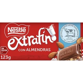 Chocolate con leche y almendras sin gluten tableta 123 g -